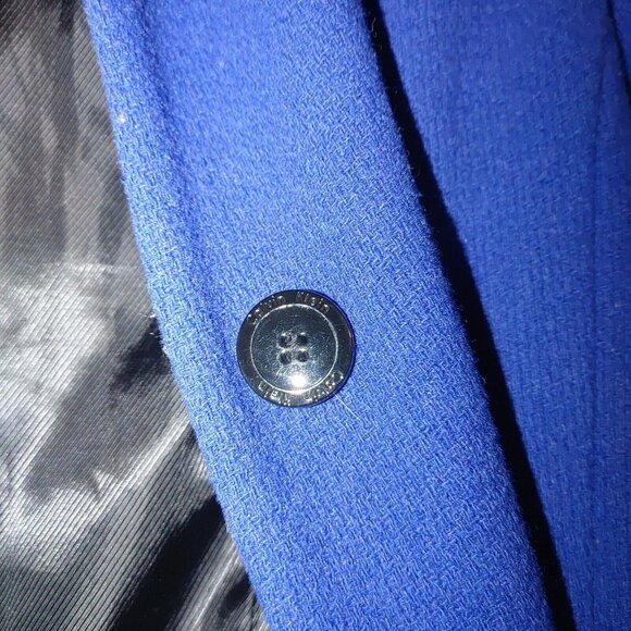 Calvin Klein Size 2 Wool Blue Coat Jacket Women Button And Tie Waist Pockets - Picture 2 of 9